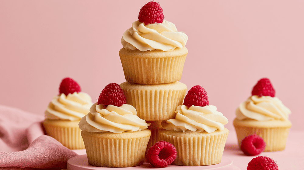 stapel met geglazuurde lactosevrije cupcakes